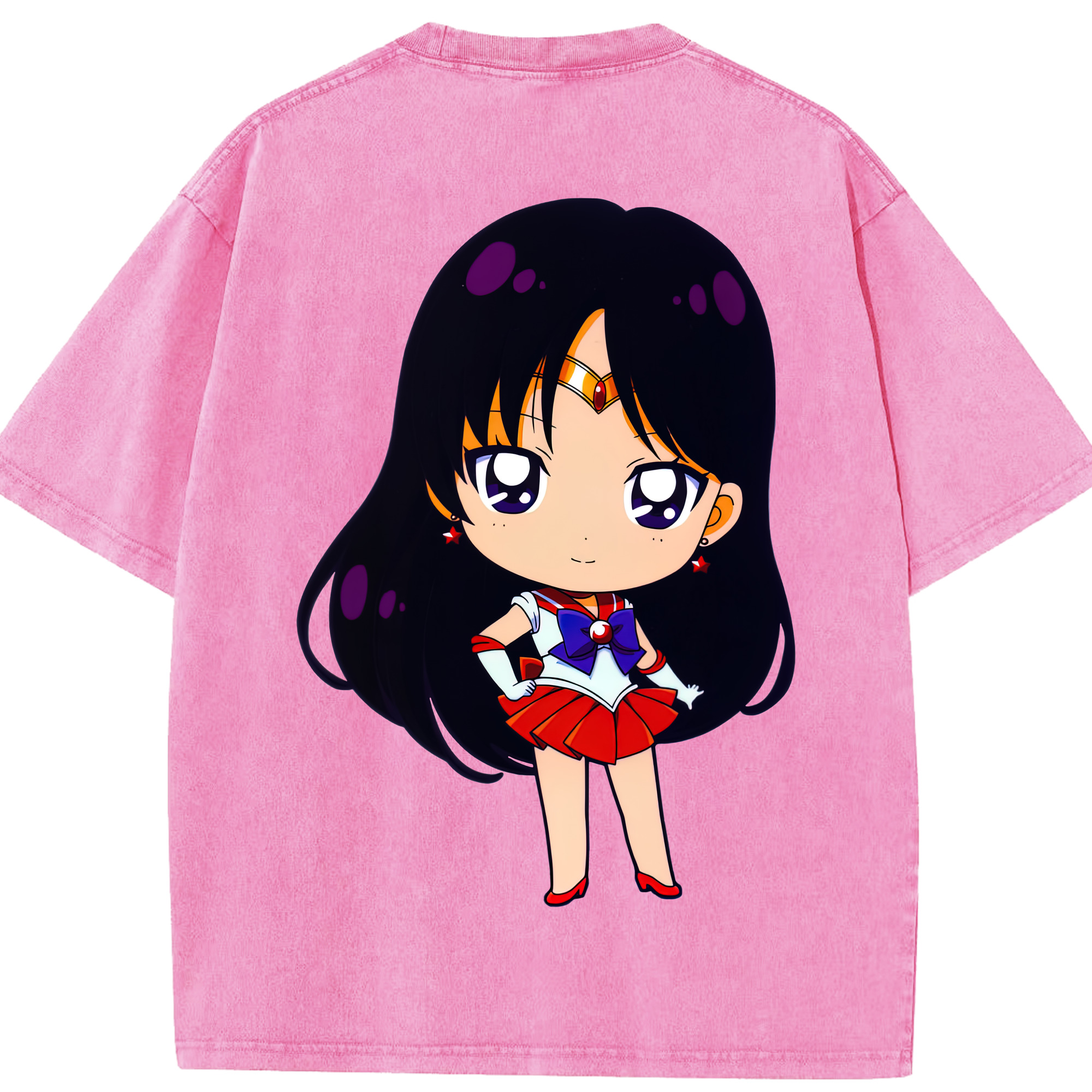 （画像用） 美少女戦士セーラームーン 火野レイ ひの レイ Sailor Moon Hino Rei （セーラーマーズ,Sailor Mars） 綿100% ヴィンテージ風 半袖Tシャツ（背面プリント）